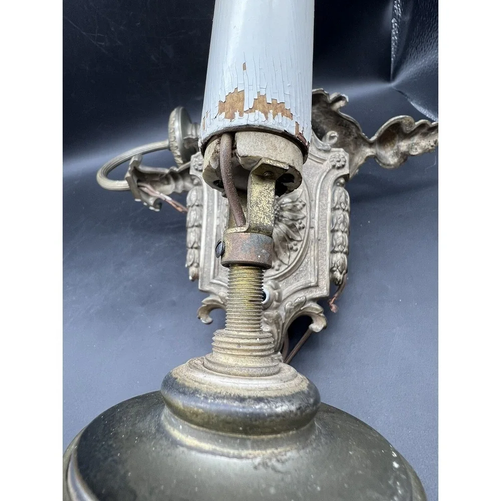 Pair Antique Cast Brass/Bronze (?) Floral Electric Wall Sconce Lights Reclaimed